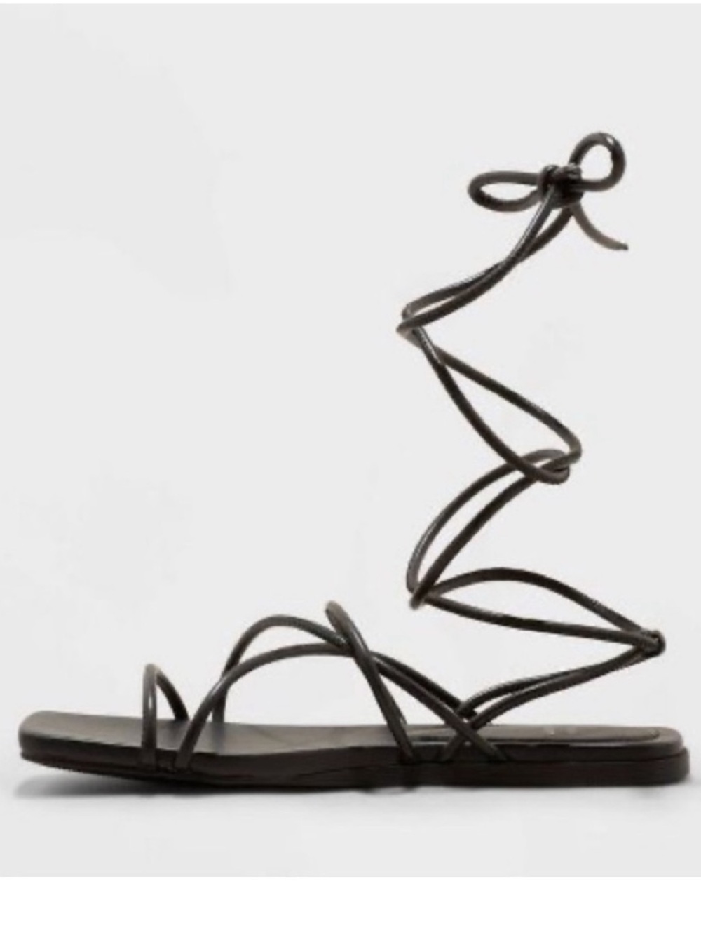 a new day Black Lace-Up Strappy Flat Sandals